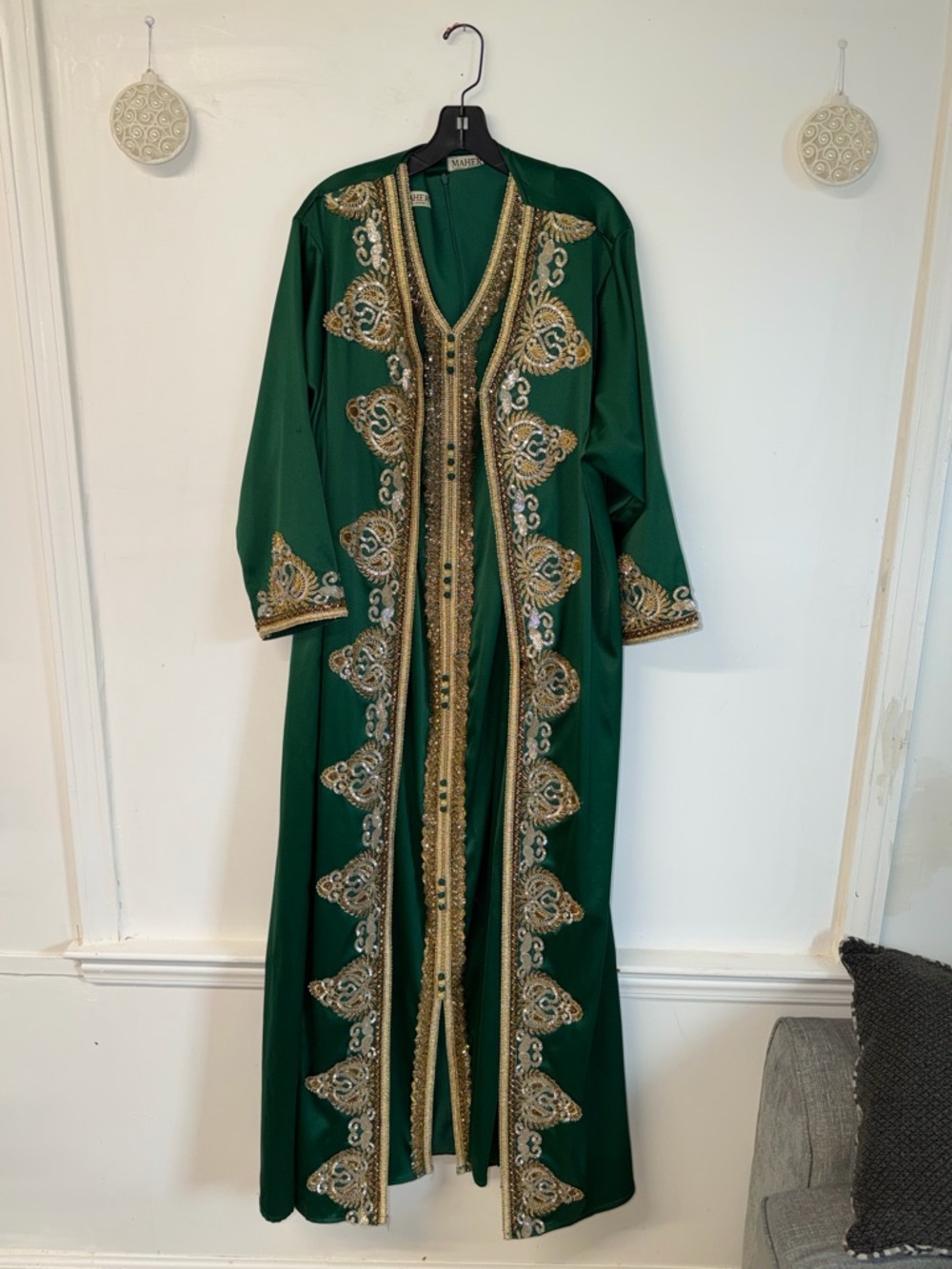 Emerald Green 2 Piece Embellished Shift Dress